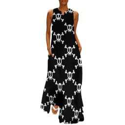 Skeleton Print Dress Spring Horror Monsters Street Style Bohemia Long Dresses Womens Night Club Maxi Dress Birthday Gift