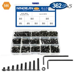 NINDEJIN hex hexagon socket countersunk head screw kit m2 m2.5 m3 m4 m5 m6 carbon steel flat head bolt and nut screw set