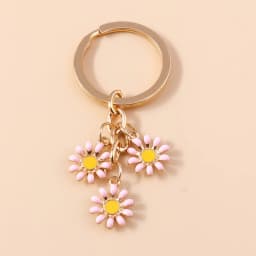 Cute Enamel Keychain Colorful Sakura Flower Key Ring Sweet Key Chains for Women Girls Handbag Accessories DIY Jewelry Gifts