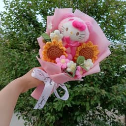 Genuine Hellokitty Kuromi Cinnamoroll Plush Dolls With Artificial Flowers Bouquets Christmas Valentine Graduation Birthday Gifts