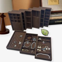 1 Pc, Walnut Wood Pattern Jewelry Box, Jewelry Tray, Suitable for Storing Necklaces, Rings, Earrings, and Ear Studs