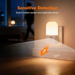 Plug-In Night Light With Motion Sensor, 5 Adjustable Brightness Levels, Plug-In Lamp For Kids’ Room, Stairs, Hallway, Bedroom