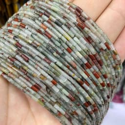 Natural Stone Beads 2x4mm Hematite Agate Jasper Crystal Cylinder Tube Loose Spacer Bead for Jewelry Making Diy Bracelet Necklace