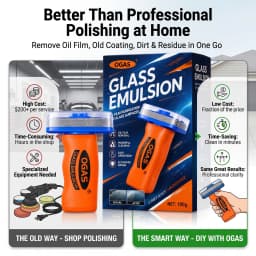 OGAS Gen 2 Upgraded Version Car Glass Oil Film Remover Paste with Felt Brush Deep Cleaning Agent Remove Dirt Bird Droppings