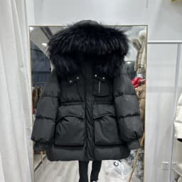 Lagabogy 2025 Winter Women's Medium-Length White Duck Down Jacket Female Thick Waist-Fitted Puffer Coat Large Real Raccoon Fur