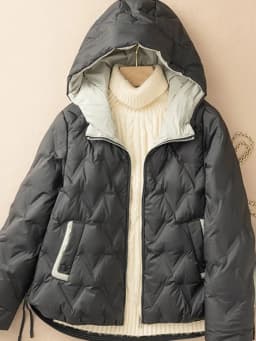 Schinteon Women 90% White Duck Down Jacket Loose Casual Autumn Winter Outwear Patchwork Coat with Hood 2026 New Arrival