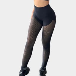 Seamless Fishnet Mesh High Waist Butt-lifting Yoga Leggings Women's Breathable High Elastic Gym Running Pants