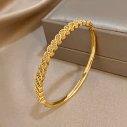 Freetry Vintage Rhinestone Gold Plated Spring Bangle Bracelet for Women Stylish Simple Geometric Cuff Bracelet Lady Jewelry Gift