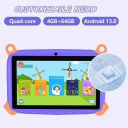 New Arrival 7 Inch Kid Tablets Cartoon Monkey Pattern Android 13, 4GB RAM 64GB ROM, 1TB Expand, 4000MAH Battery, Dual Cameras