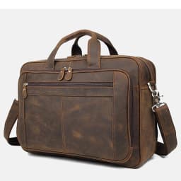 High Quality Genuine Leather Men Briefcase Business Bag Crazy Horse Leather Large 17'inch Laptop Bag Male Portfolio Office Case