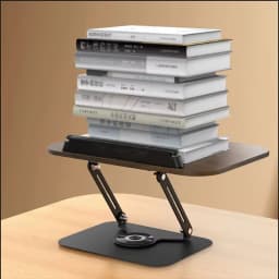 Reading Books Holder Desktop Book Laptop Stand with 360° Rotating Base Wooden Panel & Page Clips Foldable and Angle for Textbook