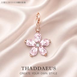 925 Sterling Silver Pink Flower Pendant Charm Trendy Women Girls Fashion Jewelry Romantic Lucky Gift