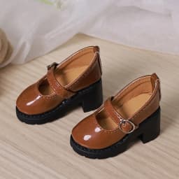 6cm* 3cm Doll Leather Shoes 1/4 Bjd Doll Thick Sole Round Toe High Heels Suitable For Dollfie Dream Mid-Dk Dod DollMore Luts