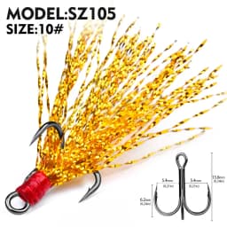 5Pcs 10Pcs Fishing Treble Hooks 4X Strength With Feather Tackle Fishing Hook Stronger Carbon Steel Barbed Fishhooks Pesca