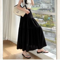 Elegant Solid A-LIne Cake Long Skirts Fashion Women Vintage High Waist Elastic Spring Dresses Office Lady Commute Chic Skirt
