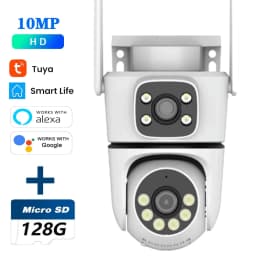 Tuya 10MP Dual-Lens 5G Wifi Camera PTZ Outdoor 4K HD Dual Screen Home Security-protection Camera Color Night Vision Surveillance