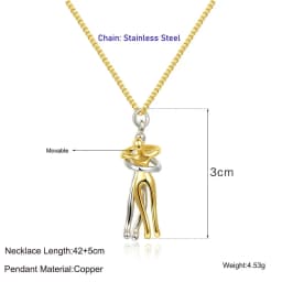 45cm Length Movable Lover Hug Copper Pendant Necklace Neck Hanging Jewelry Men Women Valentine's Day Gift Drop Shipping