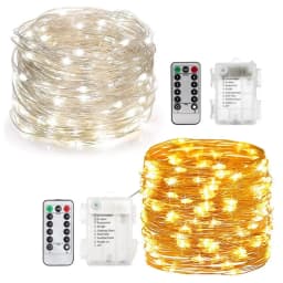 20-200LED Fairy Lights Battery Operated Twinkle String Lights, Copper/Silver Wire Dimmable Lights with Remote Control Timer