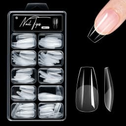 100pcs Almond Square Traceless Transparent False Nail Stickers Full Cover Pressed Nail Acrylic Suitable for Nail Art Extension