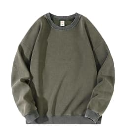 Men's American Style Sweatshirt Spring Autumn Solid Color Washed Vintage Round Neck Loose Casual Long Sleeve Couple Jacket