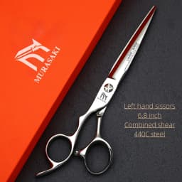 6.0-7.0 inch MURASAKI Left Hand Scissors, Rose Gold Coating, VG10 Metal Steel Barber Shears, Salon Top-Level Hair Cutting Tools