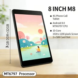 8 INCH T10 M8 RAM 3GB+ROM 32GB EMMC 3G Android 8.0 Tablet PC 1920 X 1200 Pixels MTK6797 10-Core 1.6GHz 3G / 4G Phone Call