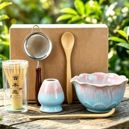 6PCS Japanese Matcha Tea Sets Flower Shaped Matcha Bowl Bamboo Matcha Whisk and Tea Scoop for Tea Lovers Gifts Tea-making Tools