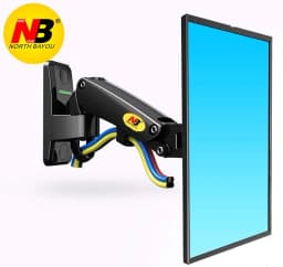 NB F120 17-27' Gas Spring Full Motion TV Wall Mount Bracket LCD Monitor Stand Aluminum Arm Bracket Silver 360 Rotate