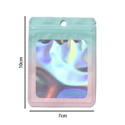 50pcs Thicken Ziplock Bags Gradient Holographic Laser AB Color Plastic Pouch for DIY Jewelry Storage Pouch Zip Lock Bag