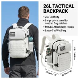 26L Tactical Hunting Backpack for Men with Dual Cup Holders, MOLLE Outdoor Hiking Rucksack for Deer Bow Archery Elk Duck Waterfowl Hunting, Camping Travel Gear Storage Bag