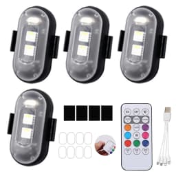 2/4/6PCS LED Emergency Warning Lights with Remote Control 7 Colors USB Rechargeable Car Flashing Light for Car Moto Drone Bike