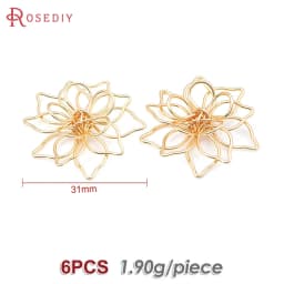 18K Gold Color 3D Wire Flower Charms Pendants High Quality Diy Jewelry Making Necklace Earrings Accessories for Women