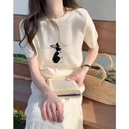 ice silk knitted short sleeve women Korean white rabbit cotton thread T shirt summer new bottom top cotton and linen half sleeve