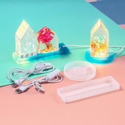 Silicone Mold with LED Light Set for Resin Crafts LED Lights Display Base Round Square Lighted Stand for Crystal Art