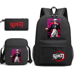 Demon Slayer Anime Print School Backpack Set 3Pcs with Shoulder Bag Pencil Case for Boys Girls
