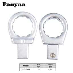 Fanyaa Bolt Nut Torque Spanner Plum Head 9*12mm Drive Square End Plum Ring Diameter 7-38mm Wrench Replacement Head Part