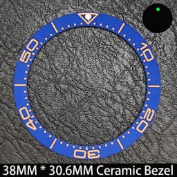 Sloping 38mm * 30.6mm Ceramic/Aluminum Blue Luminous Bezel GMT and Diving Watch Insert Fit for 40mm Watch Case Replacement Watch