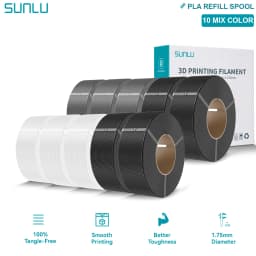 SUNLU PLA/PETG/PLA PLUS 3D Filament Refill 1.75mm Neatly Wound 3D Filament Bundle Refill for Most Brand Reuseable Spool 10KG