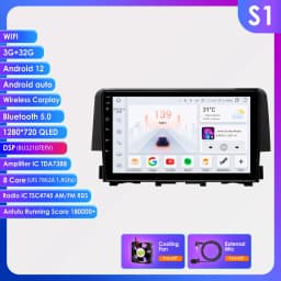 Hizpo Android 13 Stereo For Honda Civic 10th 2016 2017 2018 2019 2020 Car Radio Multimedia Video Player GPS Carplay Head Unit BT
