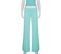 Women Wide Leg Pants Solid Color Fold Over Flare long pants Waist Low Rise Trousers
