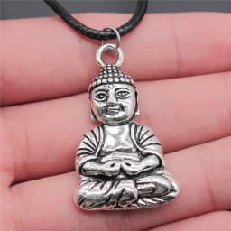 17 Styles Buddha Statue Pendant Necklace Black Leather Cord Chain Necklace Factory Price Handmade Jewelry