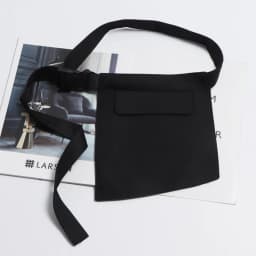 [EAM] Black Irregular Pocket Buckle Long Wide Belt Personality Women New Fashion Tide All-match Spring Autumn 2026 1DH8957