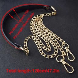 120cm Metal Bag Chain Replacement PU Bags Straps for DIY Handbag Handles Cross Body Shoulder Straps Accessories Bags Handles