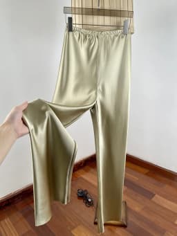 Minimalist and laid-back acetate satin straight-leg casual pants for women! Comfortable air pants, wide-leg pants, floor-length