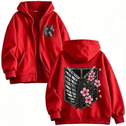 Anime Attack on Titan Mikasa Ackerman Eren Jaeger Wings of Freedom Logo Zipper Hoodies Men Zip Up Sweatshirt Long Sleeves Jacket