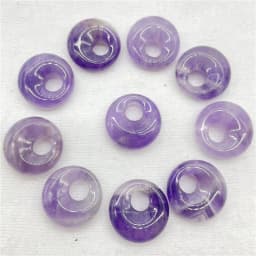 18mm Natural Gem Stone Quartz Crystal Amethyst Donut Charm Beads Pendant For Diy Jewelry Making Necklace Accessories 10pcs