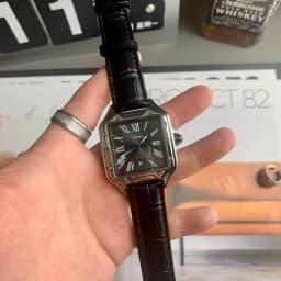 Luxury Watch for Men Square Rectangle Reloj Sliver Orologio Black Leather Strap Stainless Steel Quartz Wristwatch Male Man Clock