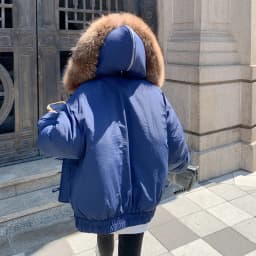 Winter New Horn Button Hooded Down Cotton Jacket Women Chic Faux Fur Collar Baggy Parkas Coat Korean Street Warm Padded Jackets
