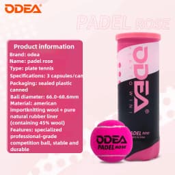 ODEA Padel Balls Pink,High Bounce Durable Training Tennis Balls,Vacuum Sealed for Competitive Matches