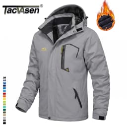 TACVASEN Men's Ski Parka Jacket Waterproof Fleece Lined Insulated Thermal Snowboard Sports Work Winter Jacket with Detached Hood